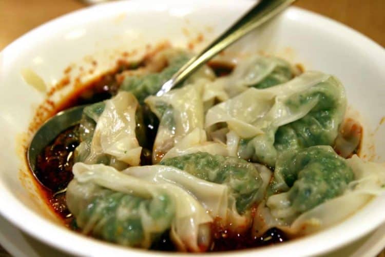 Dumplings in spicy soy sauce