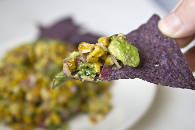 Grilled guacamole with chips