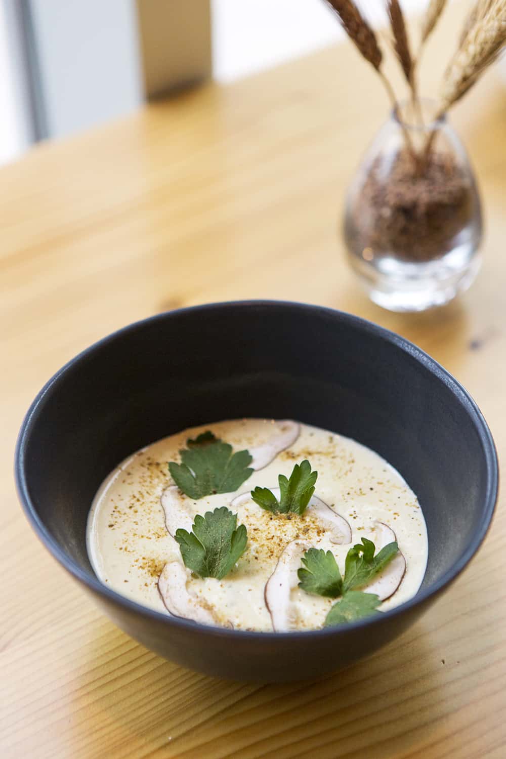 Freshly Milled Polenta, Cremini Mushroom, Mint Marigold Spuma