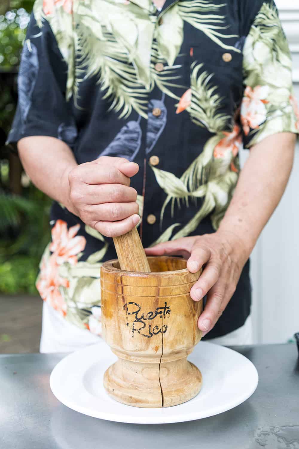 Making mofongo in Puerto Rico