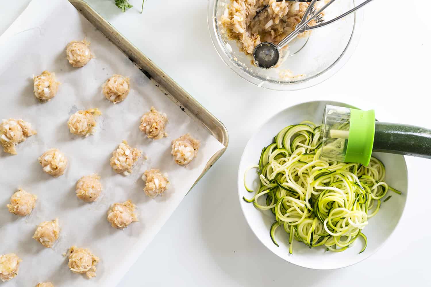 Zucchini Noodles with Mini Turkey Meatballs