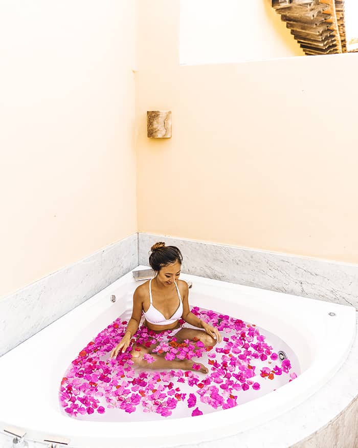 Flowers in jacuzzi