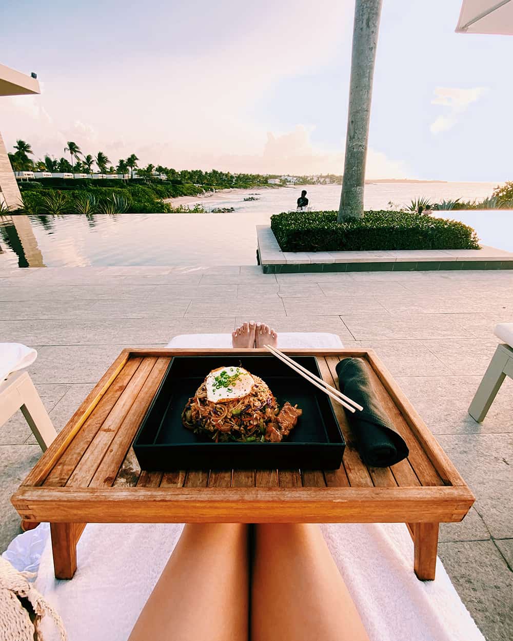 Dinner at the sunset pool