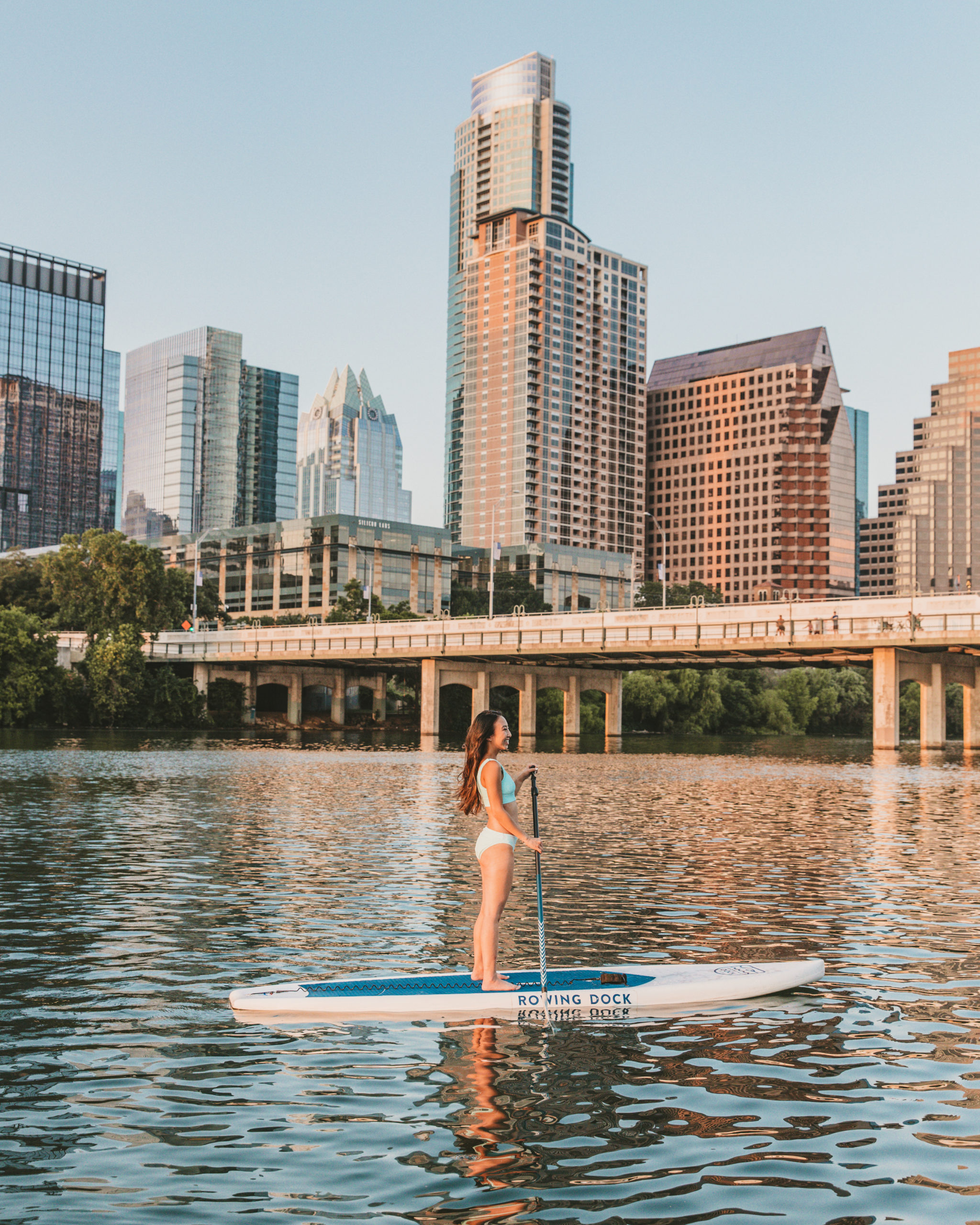 SUP (stand up paddle board) on Lady Bird Lake in Austin Texas