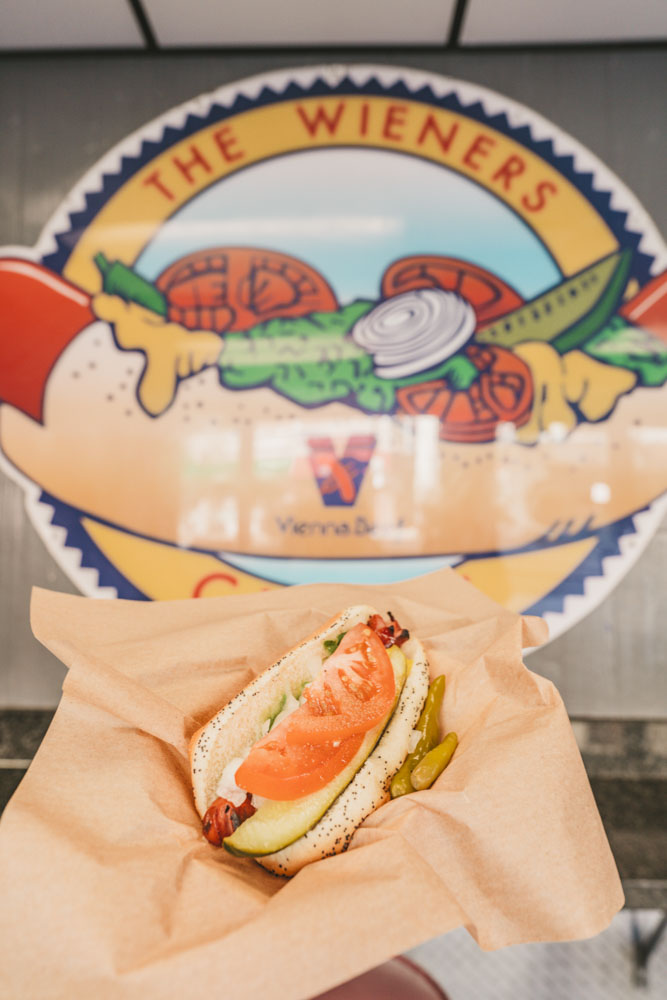 Chicago Style Hot Dog at The Wiener's Circle in Chicago