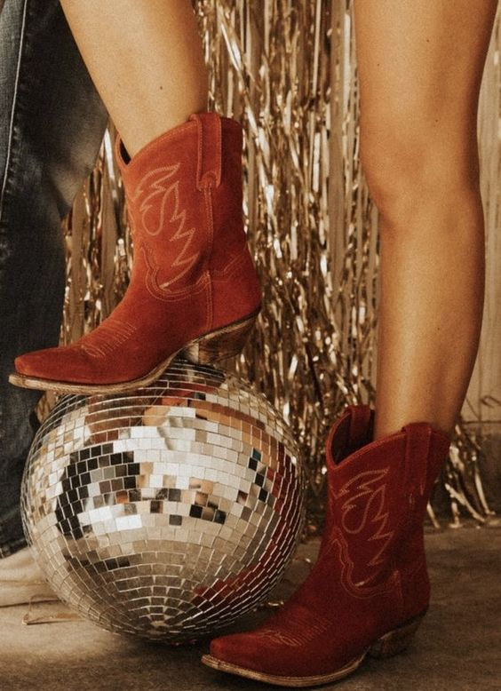 Cowboy boots disco ball